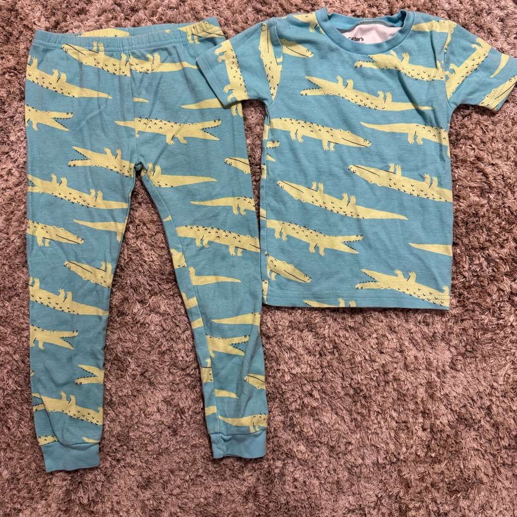 Carter’s 5t Alligator Pajama Set Blue & Yellow